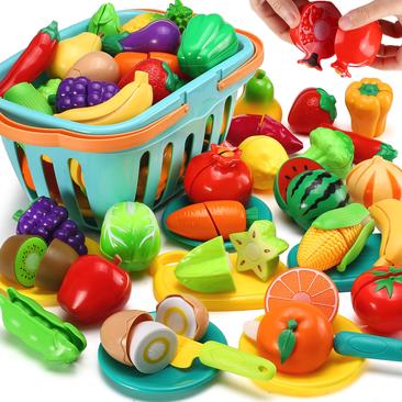 FUN LITTLE TOYS 40 PCs Play Food for Kids Kitchen, Play Kitchen  Accessories, Toy Foods with Cutting Fruits and Fast Food for Pretend Play,  Kids Birthday Gifts 