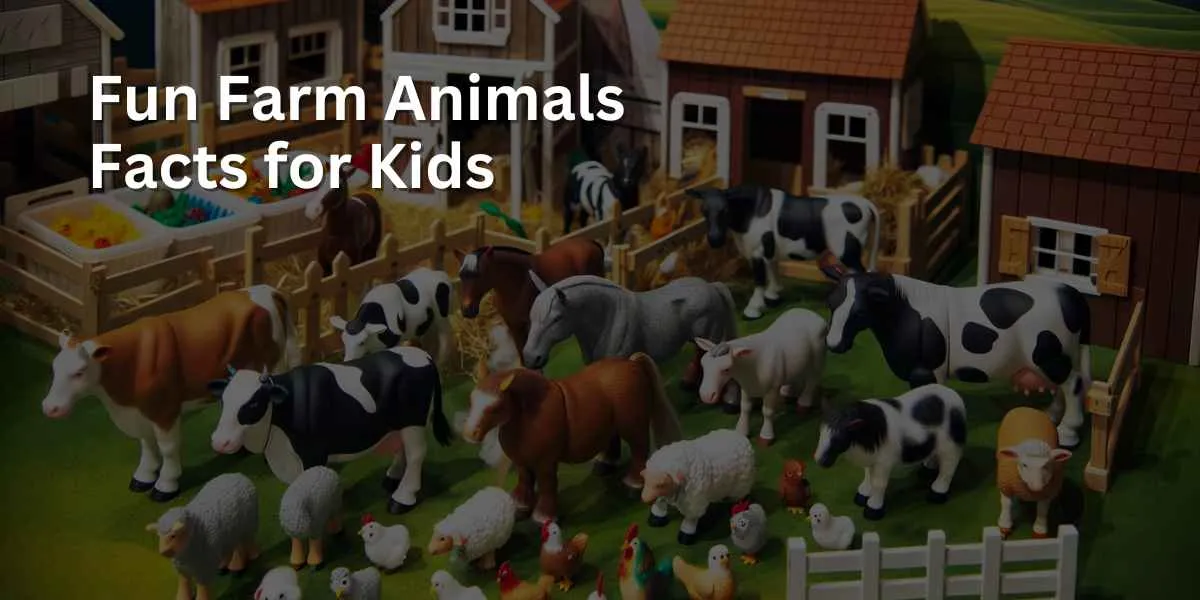 A variety of farm animal toys, including cows, horses, sheep, and chickens, are displayed in a barnyard playset setting. The toys are made of durable materials and are arranged to mimic a real farm environment, enhancing the play experience.
