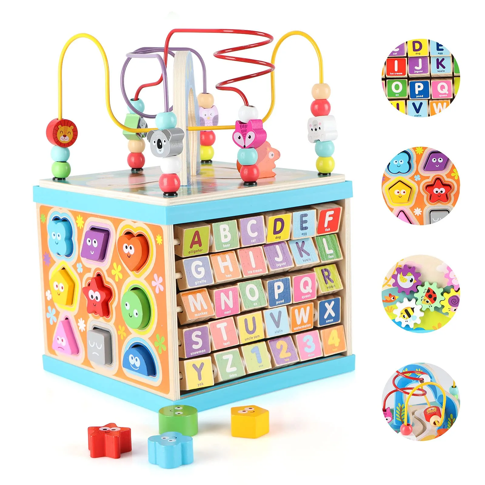 Qilay Wooden Activity Cube