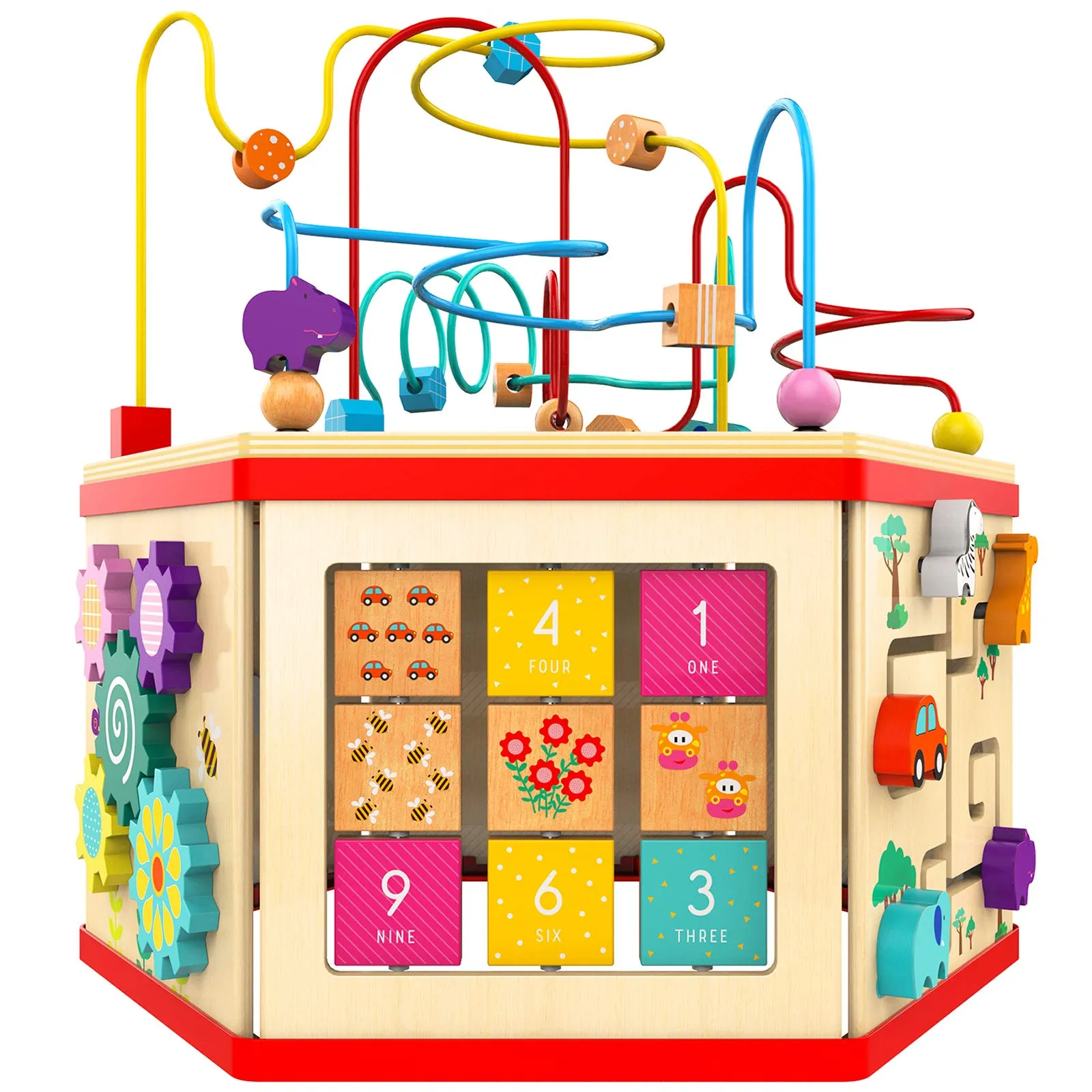 TOP BRIGHT Wooden Activity Cube