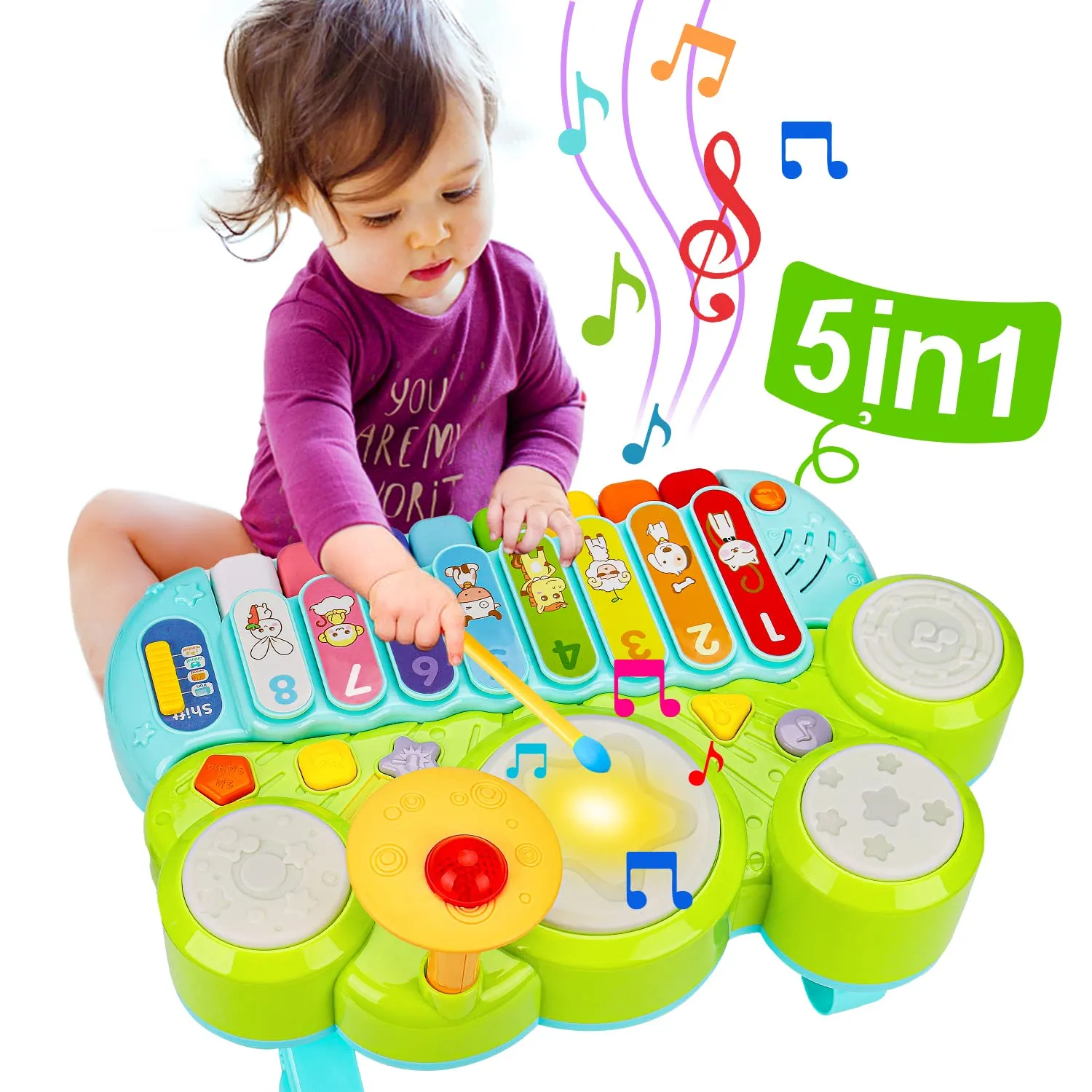 Baby Musical Toys 3 in 1 Piano Keyboard Xylophone Drum Set